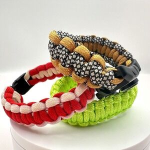 Vintage 90s Outdoor Survival Paracord Compass Bracelet Set Unisex Jewelry‎ Retro